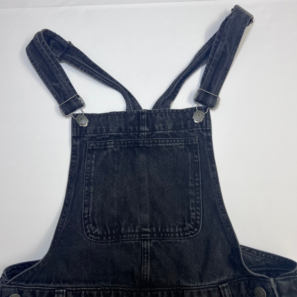 Madewell Adirondack Short Overalls Washed Black Denim Size Medium Bib Shortalls - Picture 11 of 12